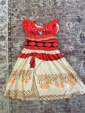 PatPat Red Girls Patterned Swim Dress with Blue Medallion